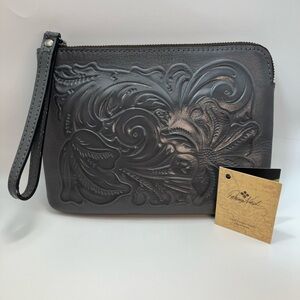 Patricia Nash Cassini Tooled Leather Wristlet Clutch Handbag